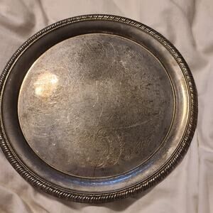 VTG Leonard Silverplate Round 12” Ornate Floral Serving Tray Platter